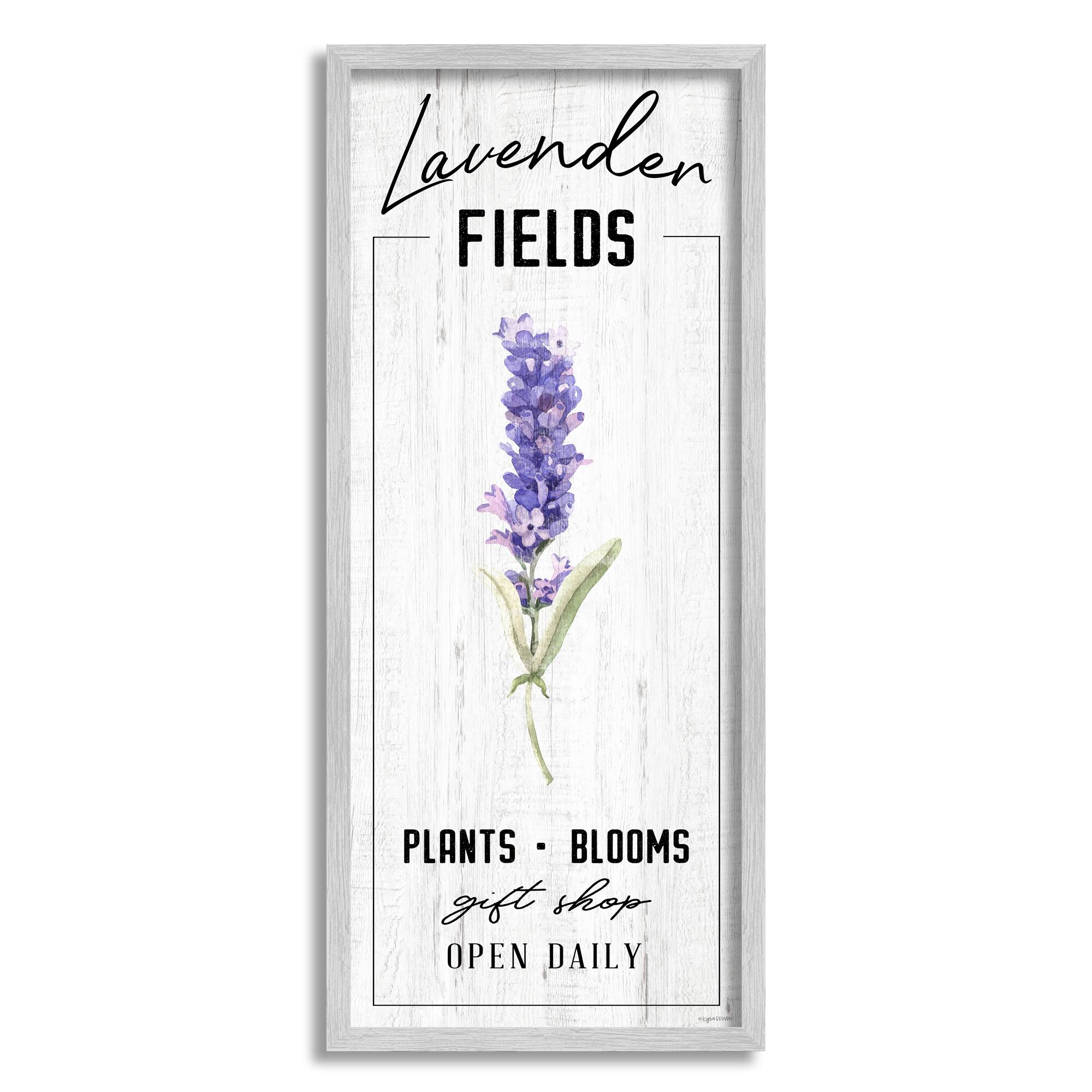 Stupell Industries Lavender Fields Purple Farm Florals Gift Shop Sign in Frame Wall Art